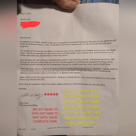 Updated Goal 05/23BIRTHDAY WISH-FOR EVERY $1 IN PROFITS .25CENTS ANIMAL - Picture 8 of 9